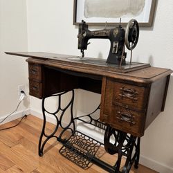 Vintage White Rotary Treadle Sewing Machine