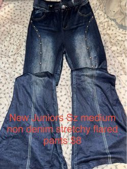 New juniors non denim stretchy flared pants