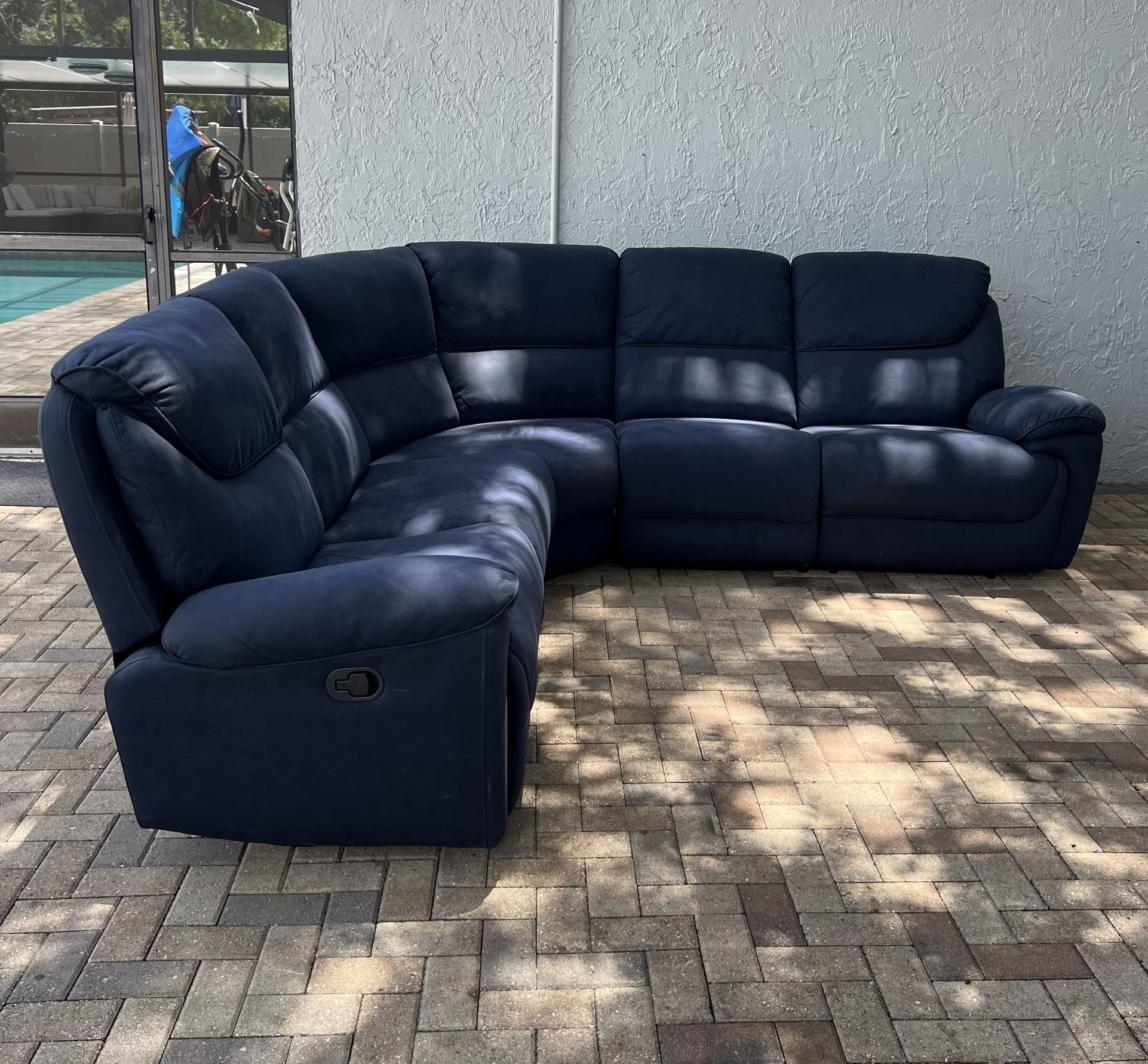 Reclining Sectional Sofa,Dark Blue 5 https://offerup.com/redirect/?o=UGllY2VzLklu Perfect Condition.I can deliver for an additional cost.