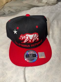 California Republic Snapback Hat Black Red