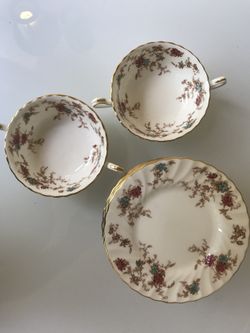 Vintage Minton Bone China 12 desert Plates plus two cups