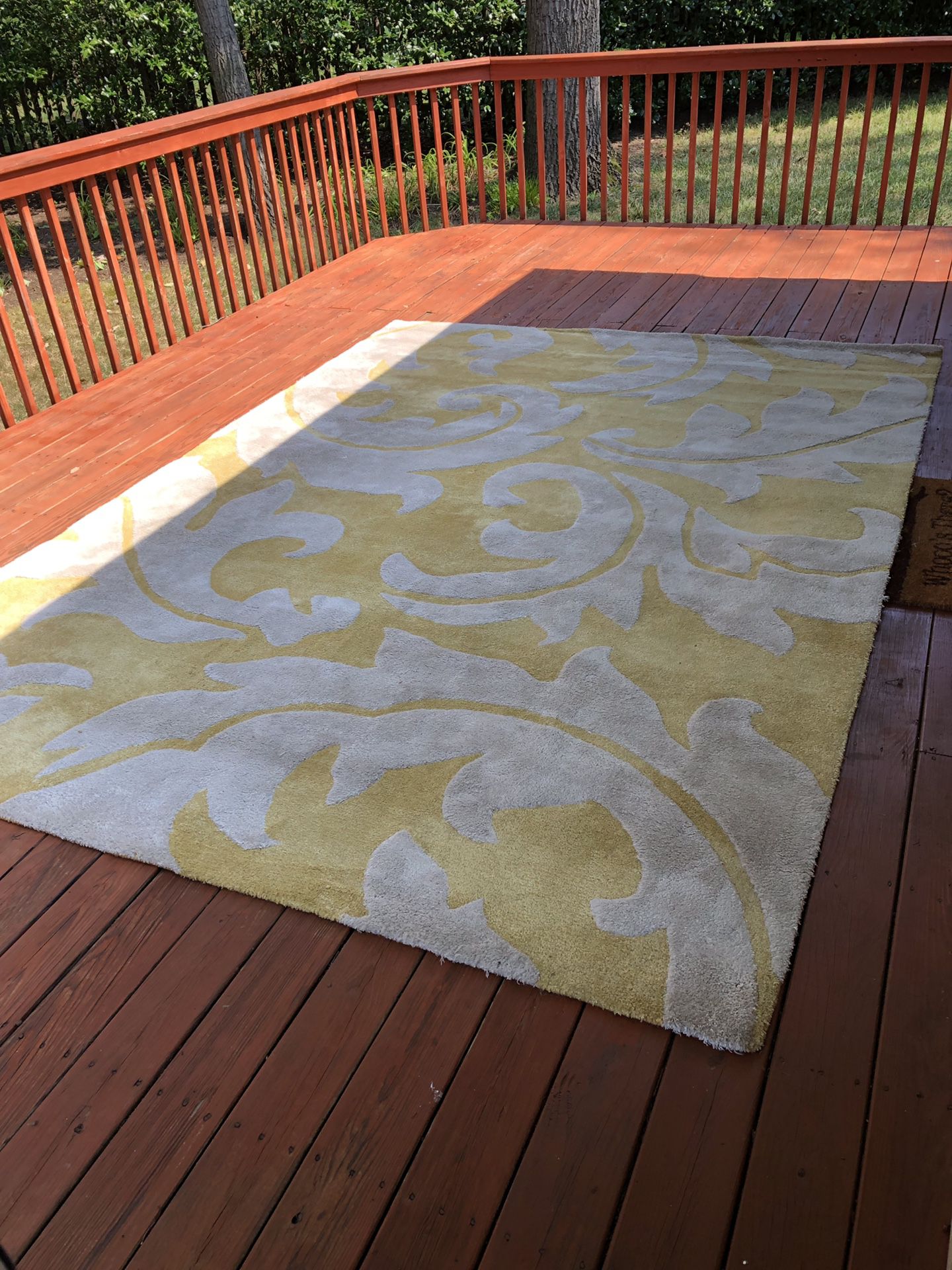 Golden Apricot and antique White area rug 8x11