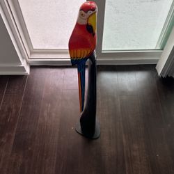 Wood Carved Parrot Statue