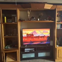 4K TCL TV with Surround Sound Speaker & Elegant Solid Wood Entertainment Center