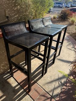 Set of 2 Black Woven Bar Stools 32” all 3 for $60