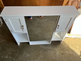White Bathroom Medicine Cabinet with Mirror