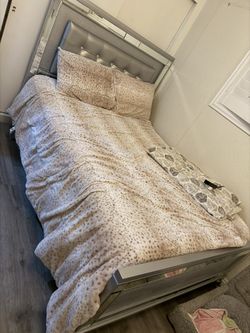 full bed frame and dresser with mirror