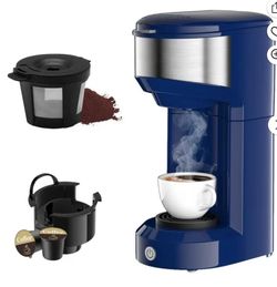 MINI Single Serve Coffee Maker,Instant Coffee Maker One Cup for K Cup & Ground Coffee,Portable Capsule Coffee Machine with 6 to 14oz Reservoir,90 Seco