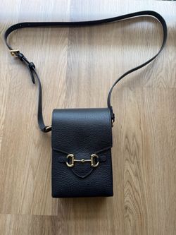 Gucci Calfskin Vertical Horsebit 1955 Crossbody Bag Black