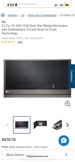 LG Over-the-Range Microwave Black Stainless Steel