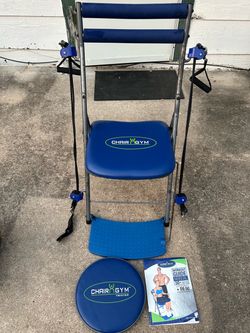 Vintage blue and silver Chair Gym a compact and fold seated exercise chair