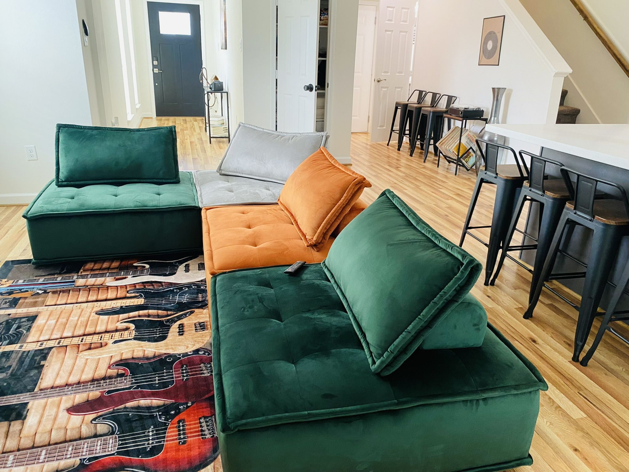 MUST GO ASAP!!! AIRBNB 6 months sale! Modern Rainbow Velvet Modular Sectional Sofa Couch Green and Orange