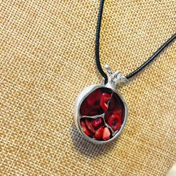 Pomegranate Coral Pendant Necklace - New