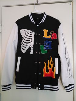 L.A. Fire Skeleton Letterman Jacket Size Medium 
