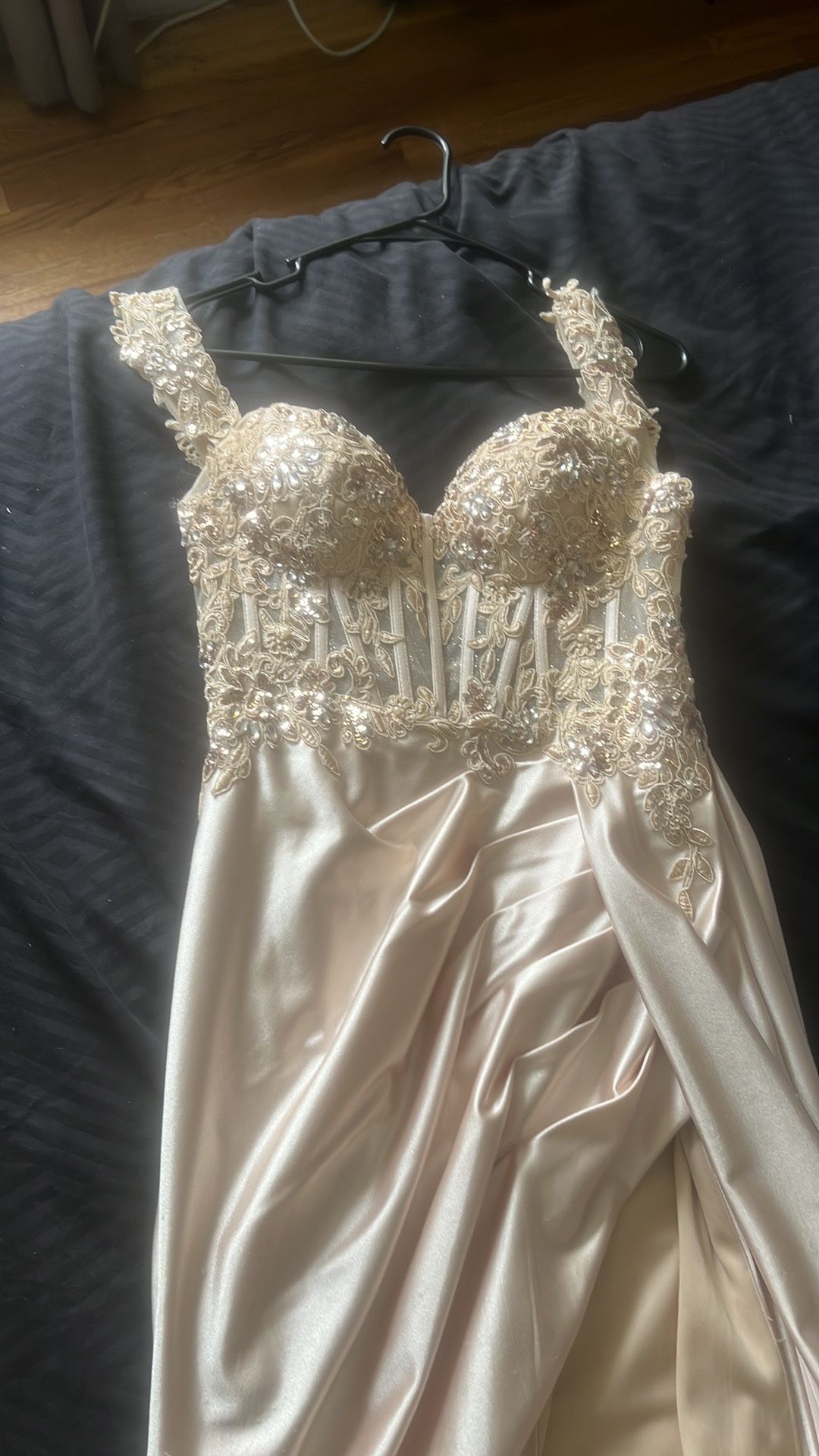 Elegant Corset Champagne Prom Dress