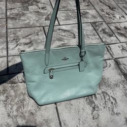 Coach Taylor Tote Bag in Green Blue Leather
