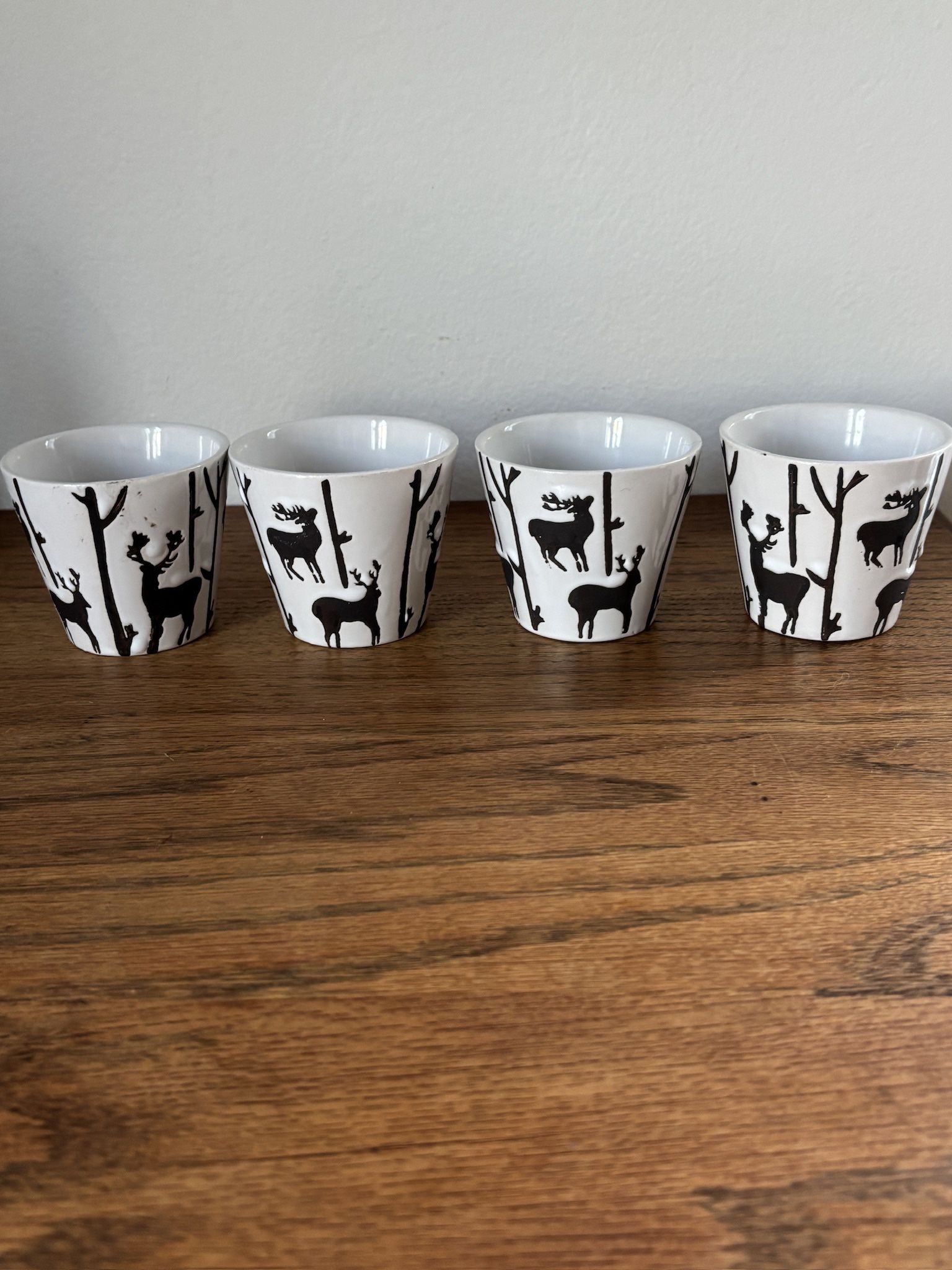 Vintage Nordic Ceramic Scandinavian Deer votive candle holders Set Of 4