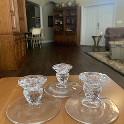 (3) Fostoria American Candle Holders