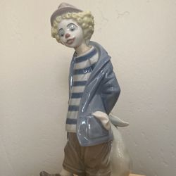 Vintage Lladro Little Traveler #7602 Boy Clown Mint Condition