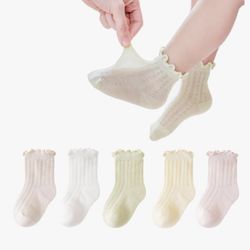 Ruffle Socks Newborn Infant Girls Cotton Socks Unisex 5 Pairs 
