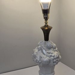 Fruit Topiary Art Ceramic Lamp Brass MCM Light house Lamp & Shade Co Vintage 