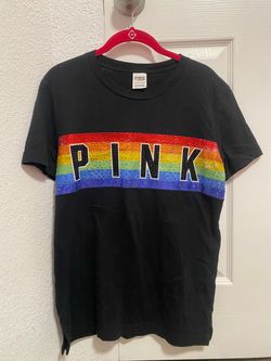 pink rhinestone rainbow oversized tee