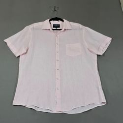 Rodd & Gunn Ellerslie Linen Shirt Mens XL Pink Short Sleeve Button Down