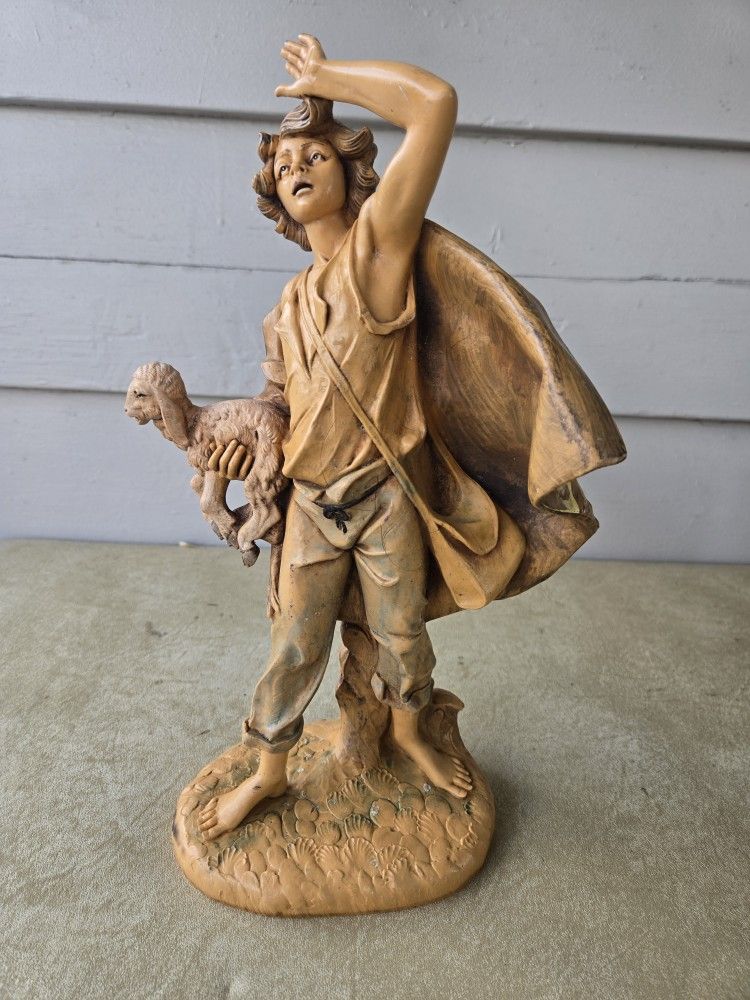 VINTAGE 1983 FONTANINI 12" NATIVITY FIGURE DEPOSE ITALY SHEPARD BOY WITH LAMB