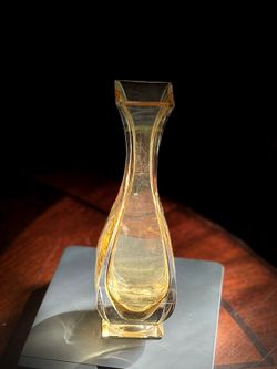 Vintage Kristall Krisla Italian Amber Lead Crystal Sommerso Vase – 8" Signed with Label