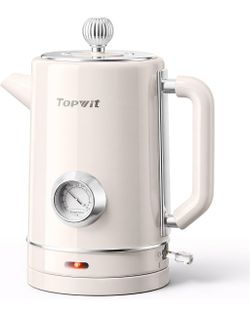 Retro Electric Kettle 1.8L with Thermometer, 304 Stainless Steel Tea Kettle 1100W Fast Boil Electric Water Kettle, BPA-Free, Auto Shut-Off & Boil-Dry