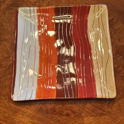 Pier 1 One Canyon Stripe Square Dinner Plate 