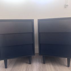 West Elm Blue Pippa Dresser + Matching Nightstands – Modern Set