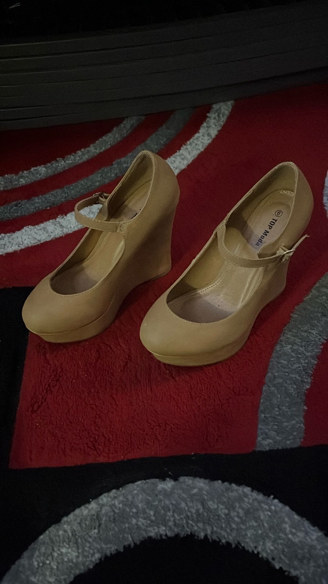 Brown Strapped Wedge Heels