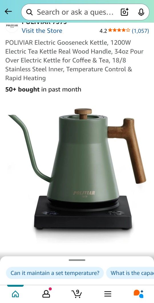 Electric Gooseneck Tea Kettle With Digital Temperature And Timer