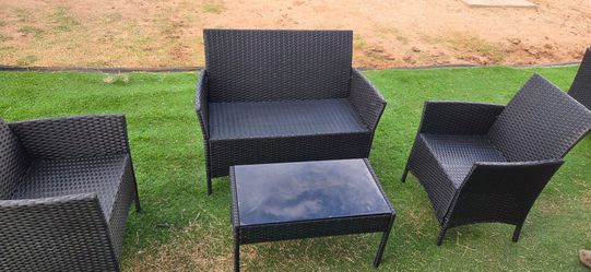 Black Rattan Outdoor Patio Furniture Set