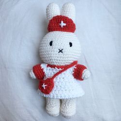 Just dutch Miffy In Handmade Crochet Nurse Clothes Corcheted