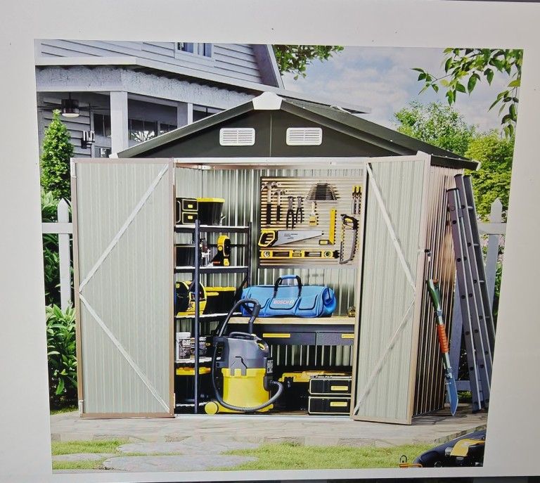 4-ft x 6.2-ft Galvanized steel Metal Storage Shed