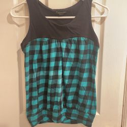 Forever 21 teal and black plaid tank size small