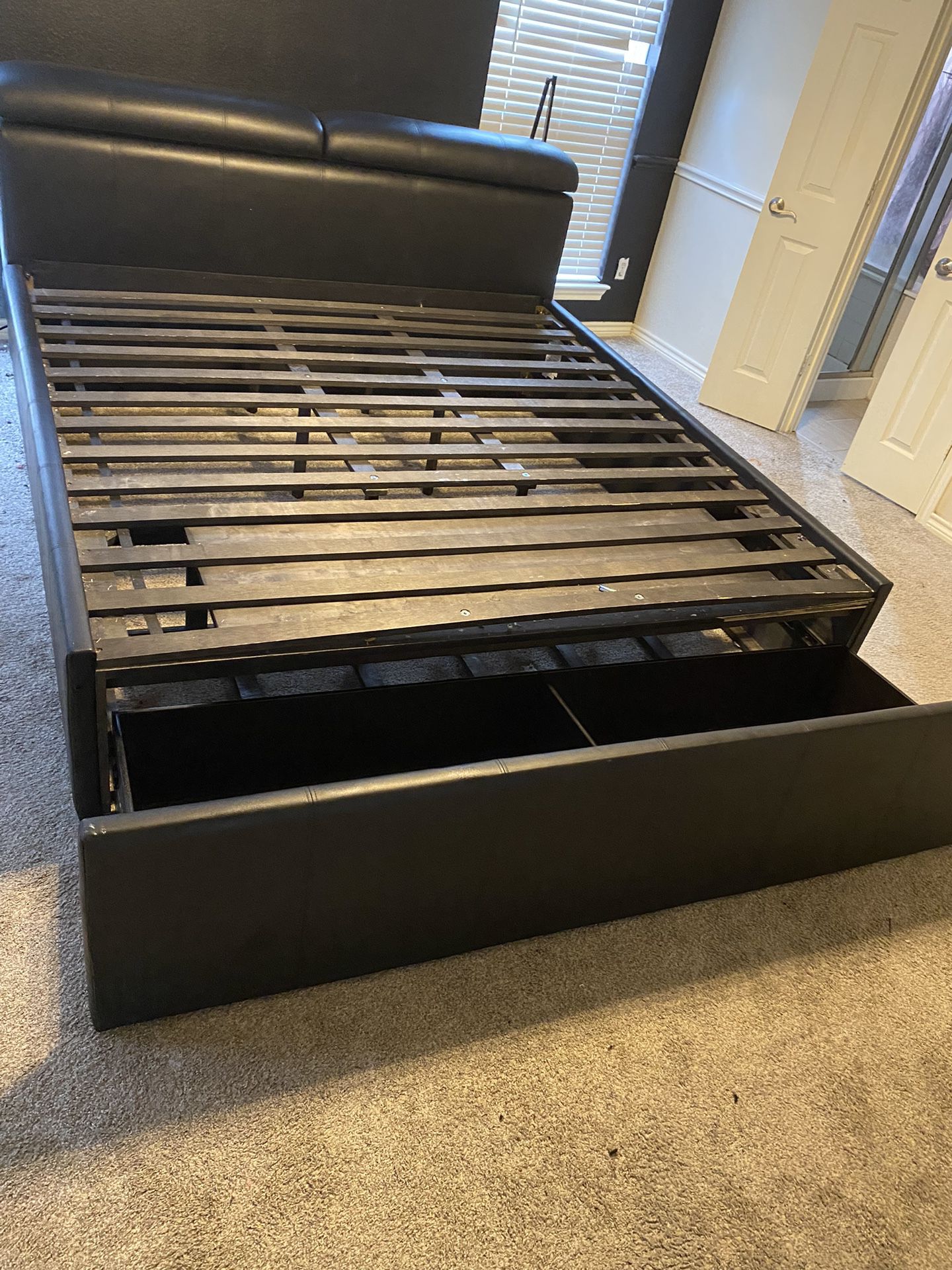 King size bed frame with attachments & drawer 