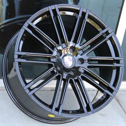 A set(4) 21" 21x9/21x10 5x112 ET+26/+19mm Gloss Black Wheels fit Porsche Macan