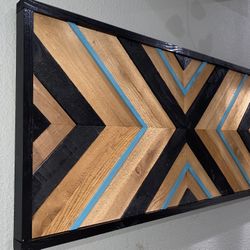 Handcrafted Geometric Wood Wall Art: Tribal Boho Mosaic