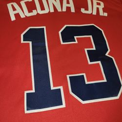 Ronald Acuña Jr - Red Atlanta Braves #13 Men's Jersey for Sale in