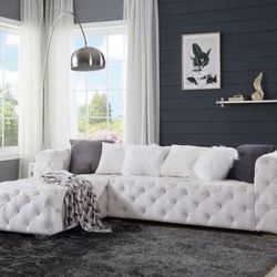 Brand New Beige Velvet Sectional
