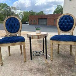 Set of 2 French Vintage Style Dining Chairs with Button Tufted Backrest and Velvet Upholstered Seats, Elegant Accent Chairs for Living Room, Dining Ro