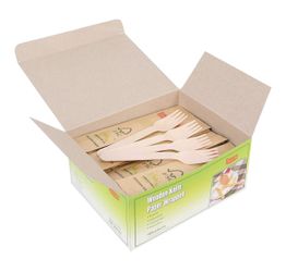 Disposable Wooden Forks Paper Wrapped | Pack of 100-6.5" Forks | 100% All-Natural, Eco-Friendly, Biodegradable, and Compostable 100 ct Individually Wr