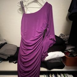 purple one sleeve dress