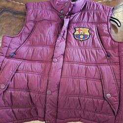 FC Barcelona Padded Puffer Garnet Maroon Vest Jacket Men’s Medium Rare Winter