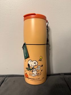 Starbucks Snoopy Peanuts 16 oz Orange Tumbler