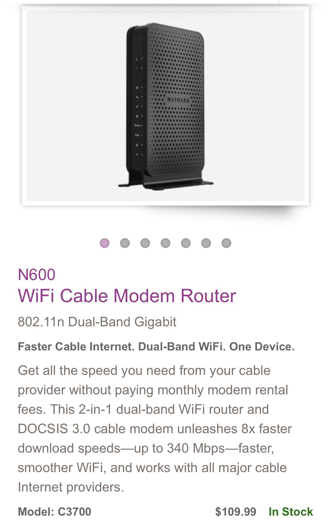 WiFi cable modem router NETGEAR N600