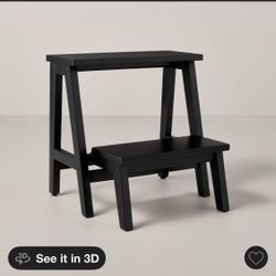 18" Wood Kitchen Step Stool Black - Hearth & Hand with Magnolia